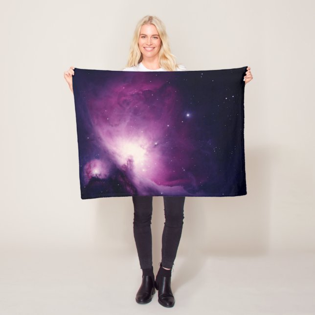 Galaxy Space Stars Night Sky Celestial Navy Blue Fleece Blanket (In Situ)