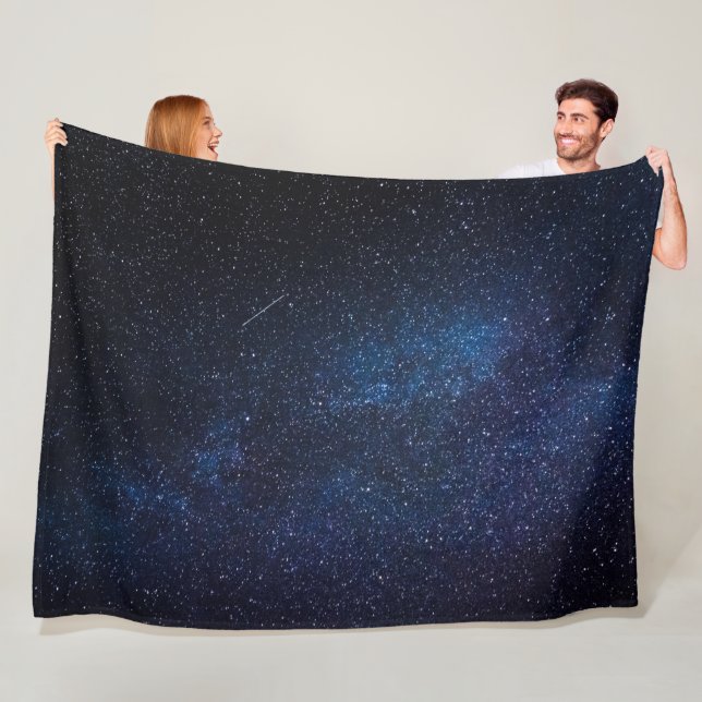 Galaxy Space Stars Night Sky Celestial Navy Blue Fleece Blanket (In Situ)