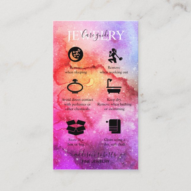 Galaxy Space Stars Ultra Violet Pink Jewellery Car Business Card (Front)