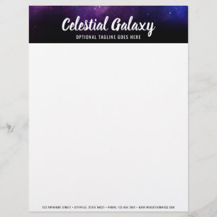 Galaxy Space Stars Ultra Violet Purple Nebula Personalized Letterhead