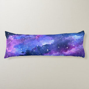 Galaxy Space Universe Watercolor Purple Body Cushion