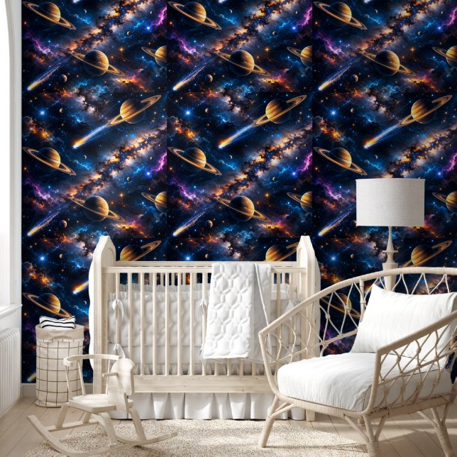 Galaxy space wallpaper colourful nebula Saturn pla (Kids)