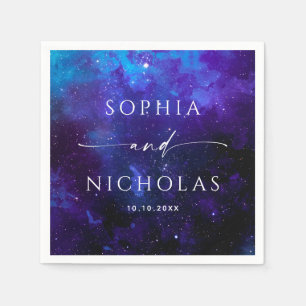 Galaxy Space Wedding   Celestial Astronomy Modern Napkin