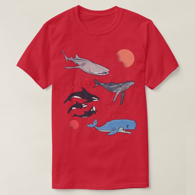 Galaxy Space Whale Shark Beluga Humpback Ocean Orc T-Shirt (Design Front)