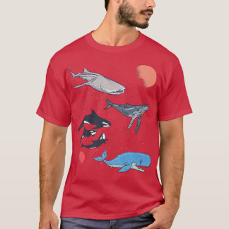 Galaxy Space Whale Shark Beluga Humpback Ocean Orc T-Shirt