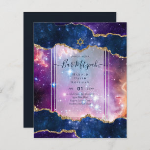 Galaxy Starry Night BAR MITZVAH Invitations Blue