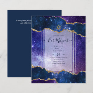 Galaxy Starry Night BAR MITZVAH Invitations Blue