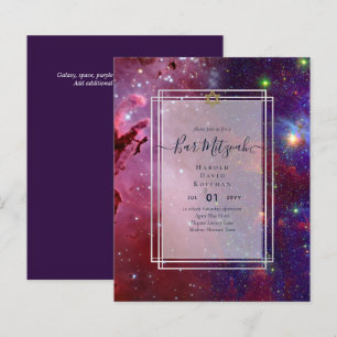 Galaxy Starry Night BAR MITZVAH Invitations Blue