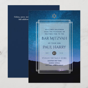 Galaxy Starry Night BAR MITZVAH Invitations Navy