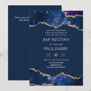 Galaxy Starry Night BAR MITZVAH Invitations Navy