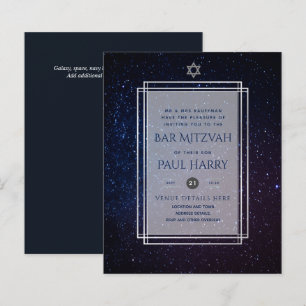 Galaxy Starry Night BAR MITZVAH Invitations Navy