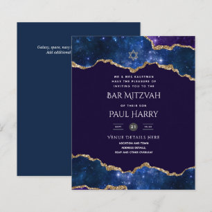 Galaxy Starry Night BAR MITZVAH Invitations Navy