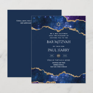 Galaxy Starry Night BAR MITZVAH Invitations Navy