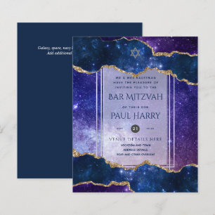 Galaxy Starry Night BAR MITZVAH Invitations Navy
