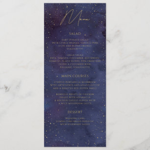 Galaxy Starry Night Celestial Purple Gold Wedding Menu