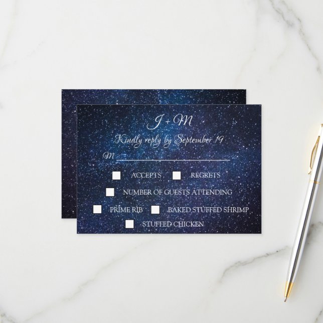 Galaxy Starry Night Celestial Stars Modern RSVP (Front/Back In Situ)