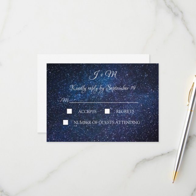 Galaxy Starry Night Celestial Stars Modern RSVP (Front/Back In Situ)