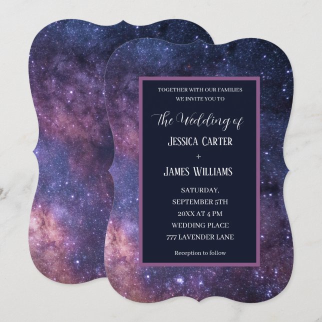 Galaxy Starry Night Outer Space Universe Stars Invitation (Front/Back)