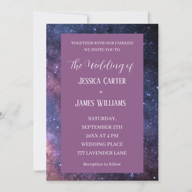 Galaxy Starry Night Outer Space Universe Wedding Invitation (Front)