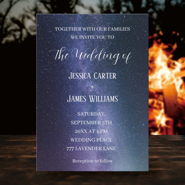 Galaxy Starry Night Outer Space Universe Wedding  Invitation (Creator Uploaded)