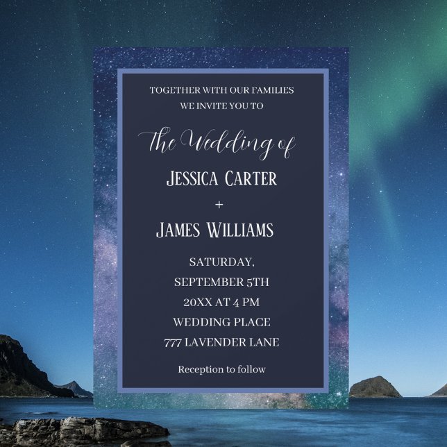 Galaxy Starry Night Outer Space Universe Wedding Invitation (Creator Uploaded)
