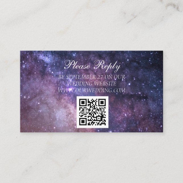 Galaxy Starry Night Purple Sky Universe Wedding  Enclosure Card (Front)