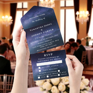Galaxy Starry Night Sky Universe Wedding Nebula All In One Invitation