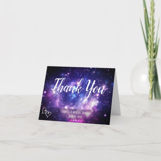 Galaxy Starry Night Space Wedding Thank You Card (Front)