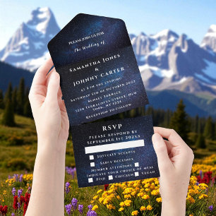 Galaxy Starry Night Stars Sky Wedding Nebula All In One Invitation