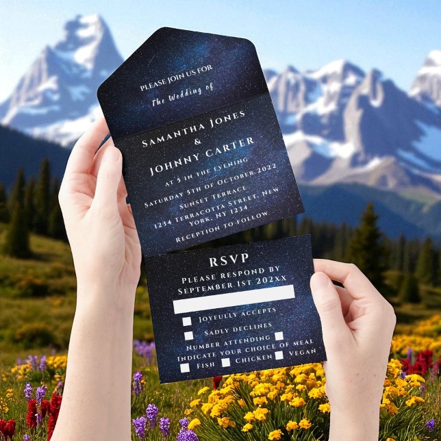 Galaxy Starry Night Stars Sky Wedding Nebula All In One Invitation (Creator Uploaded)