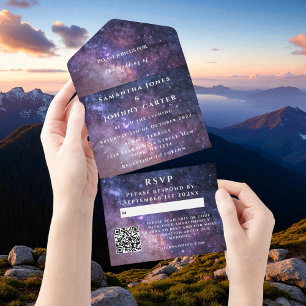 Galaxy Starry Night Universe Sky Wedding Nebula All In One Invitation