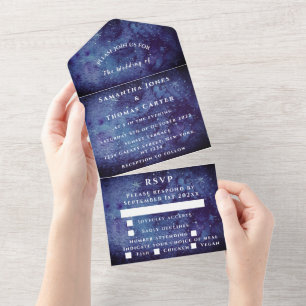 Galaxy Starry Night Universe Sky Wedding Nebula All In One Invitation