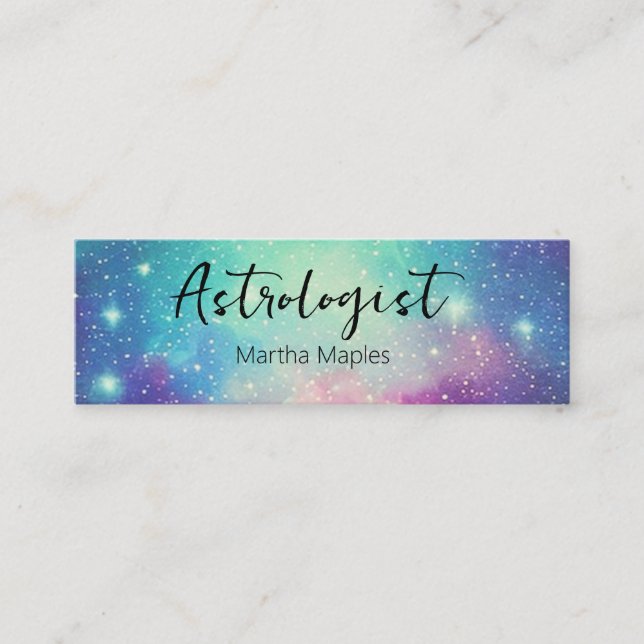 Galaxy stars Astrologist theme universe reader Mini Business Card (Front)