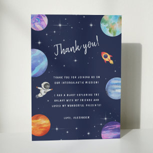 Galaxy Stars Birthday Party Watercolor Planets Thank You Card