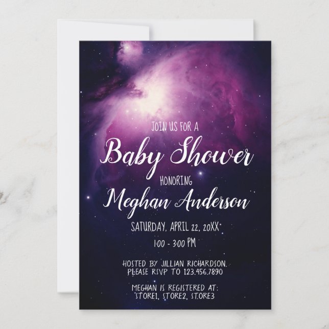 Galaxy Stars Celestial Outer Space Baby Shower Invitation (Front)