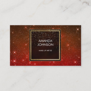 Galaxy Stars Golden Red Black Confetti Vip Business Card