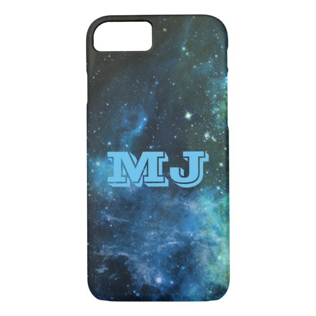 Galaxy Stars Nebula iPhone 7 Case Blue Custom Name (Back)