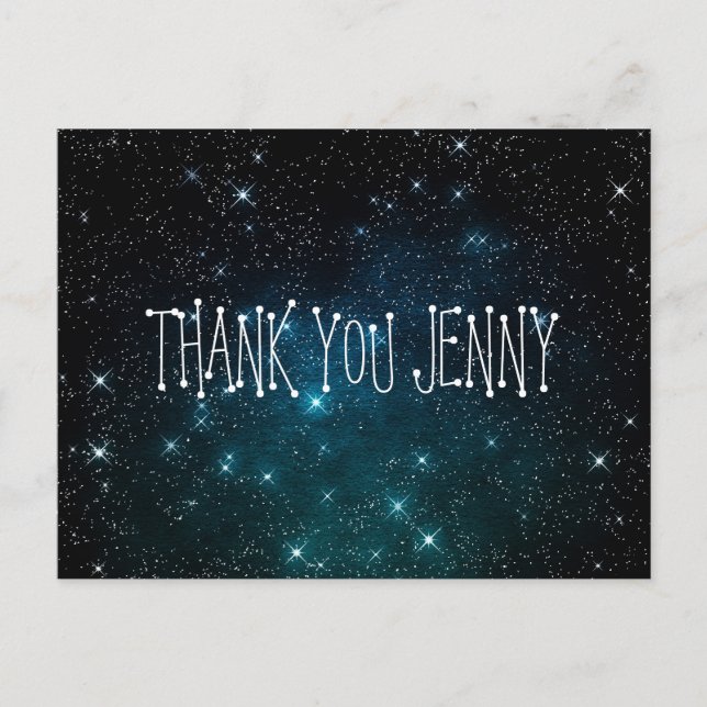 Galaxy Stars Night Thank You Personalised Postcard (Front)