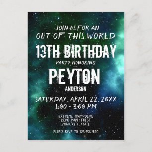 Galaxy Stars Out of This World Birthday Invitation Postcard