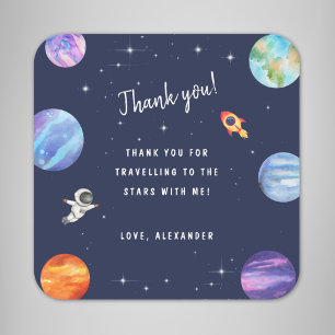Galaxy Stars Outer Space Birthday Thank you Favour Square Sticker