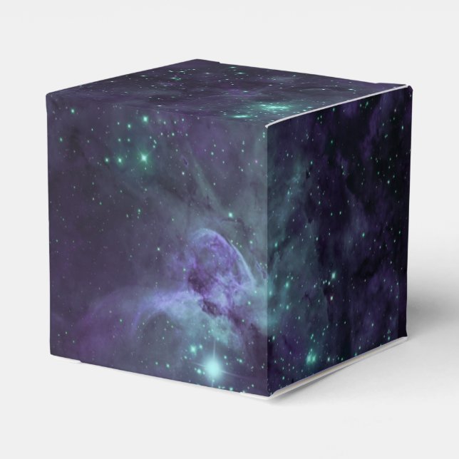 Galaxy Stars Space Green Neon Pattern Favour Box (Back Side)