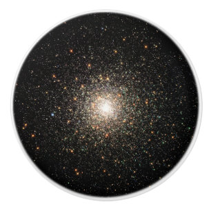 Galaxy surrounded with stars in black background ceramic knob