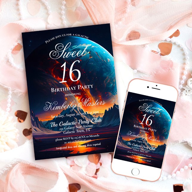 Galaxy Sweet Sixteen Birthday Party Invitation (Creator Uploaded)