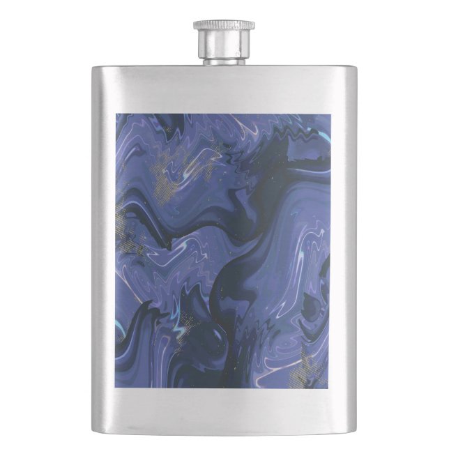 Galaxy Swirl Blue Abstract Cosmic Pattern Hip Flask (Front)
