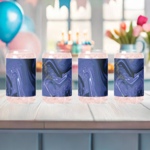Galaxy Swirl Blue Glitter Abstract Cosmic Pattern Can Glass