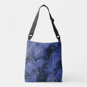 Galaxy Swirl Blue Glitter Abstract Cosmic Pattern Crossbody Bag