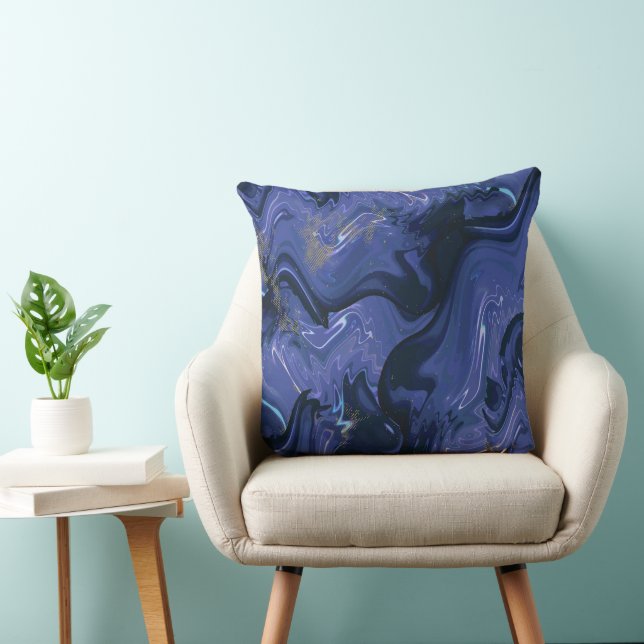 Galaxy Swirl Blue Glitter Abstract Cosmic Pattern  Cushion (Chair)
