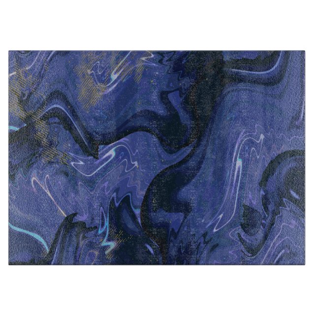 Galaxy Swirl Blue Glitter Abstract Cosmic Pattern  Cutting Board (Front)