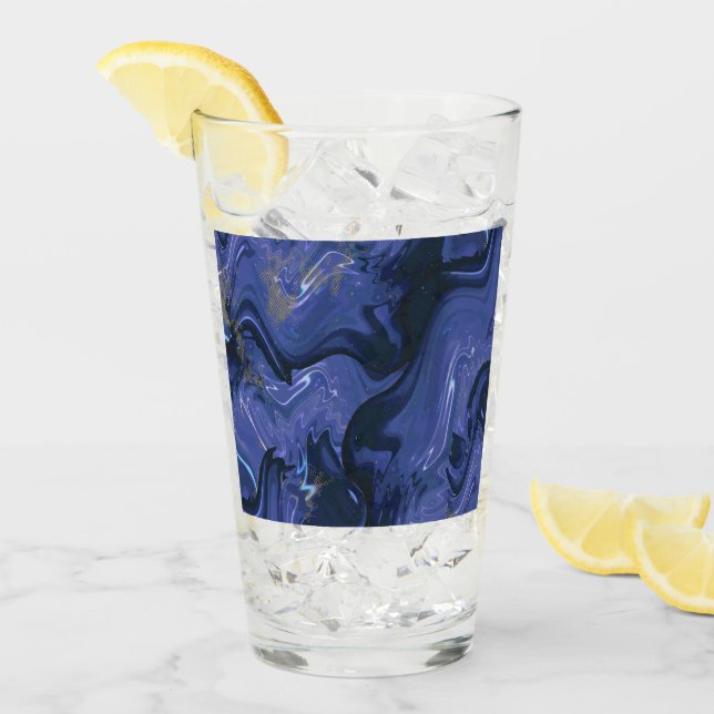 Galaxy Swirl Blue Glitter Abstract Cosmic Pattern  Glass (Front Ice)