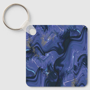 Galaxy Swirl Blue Glitter Abstract Cosmic Pattern Key Ring
